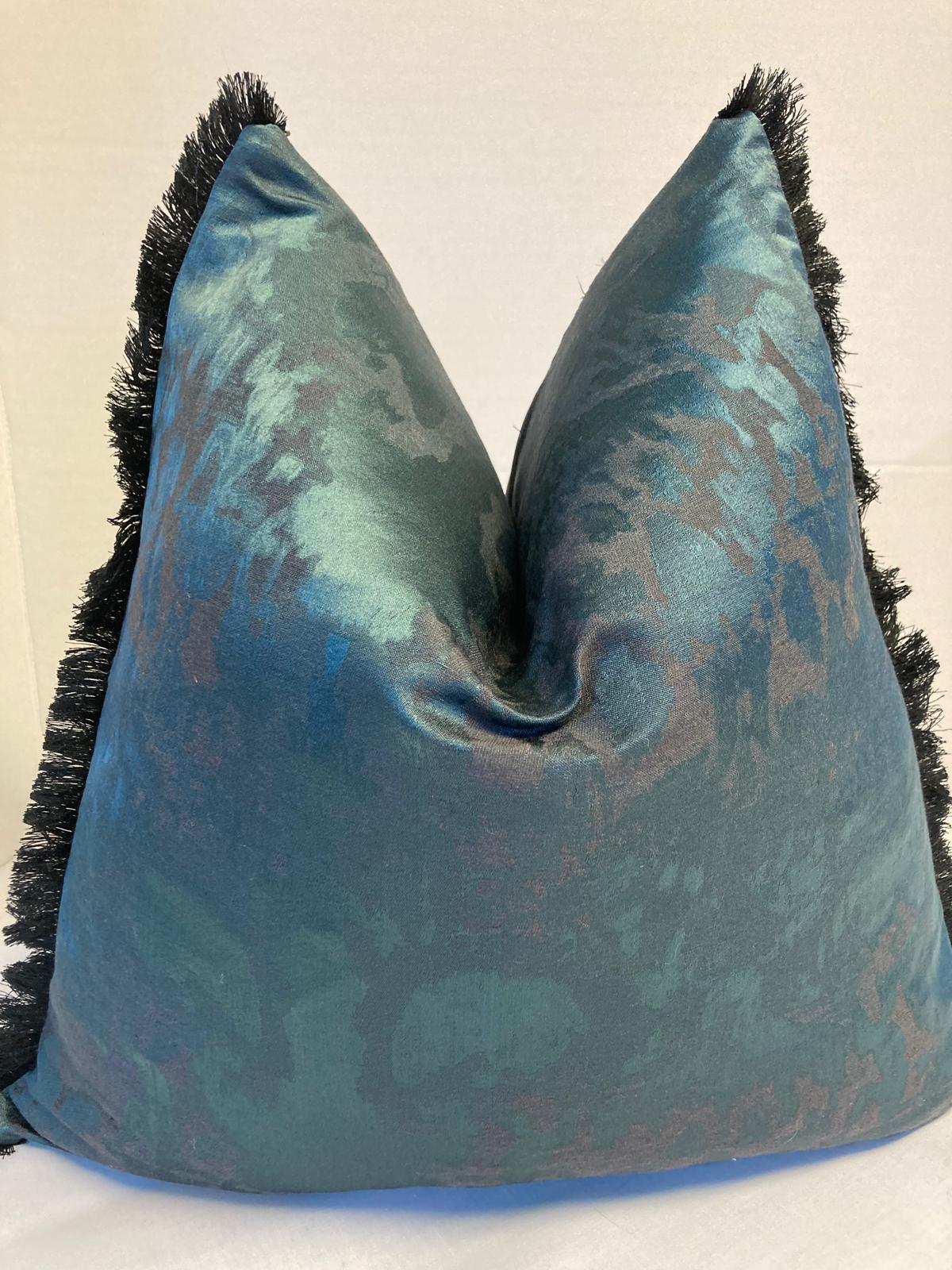 John Lewis Turquoise Marbled Effect Fringed Cushion Covers 40cm X 40cm cover only