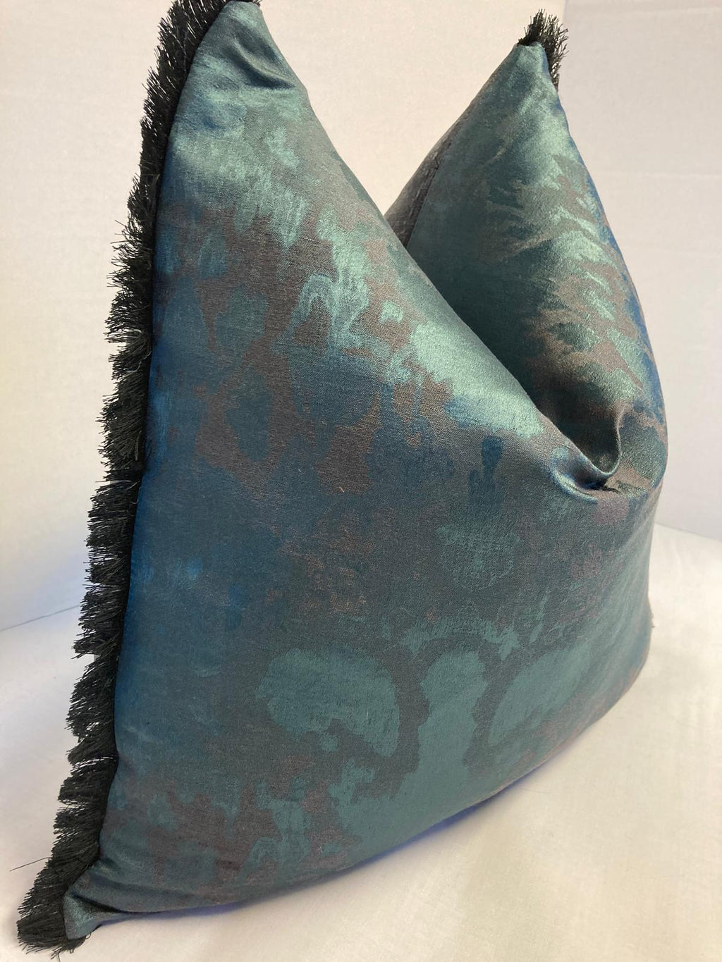 John Lewis Turquoise Marbled Effect Fringed Cushion Covers 40cm X 40cm cover only