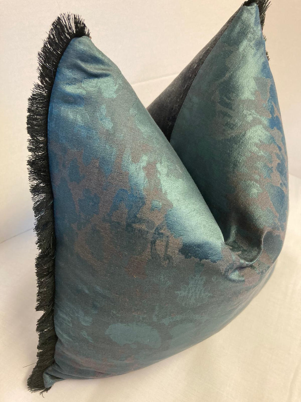 John Lewis Turquoise Marbled Effect Fringed Cushion Covers 40cm X 40cm cover only