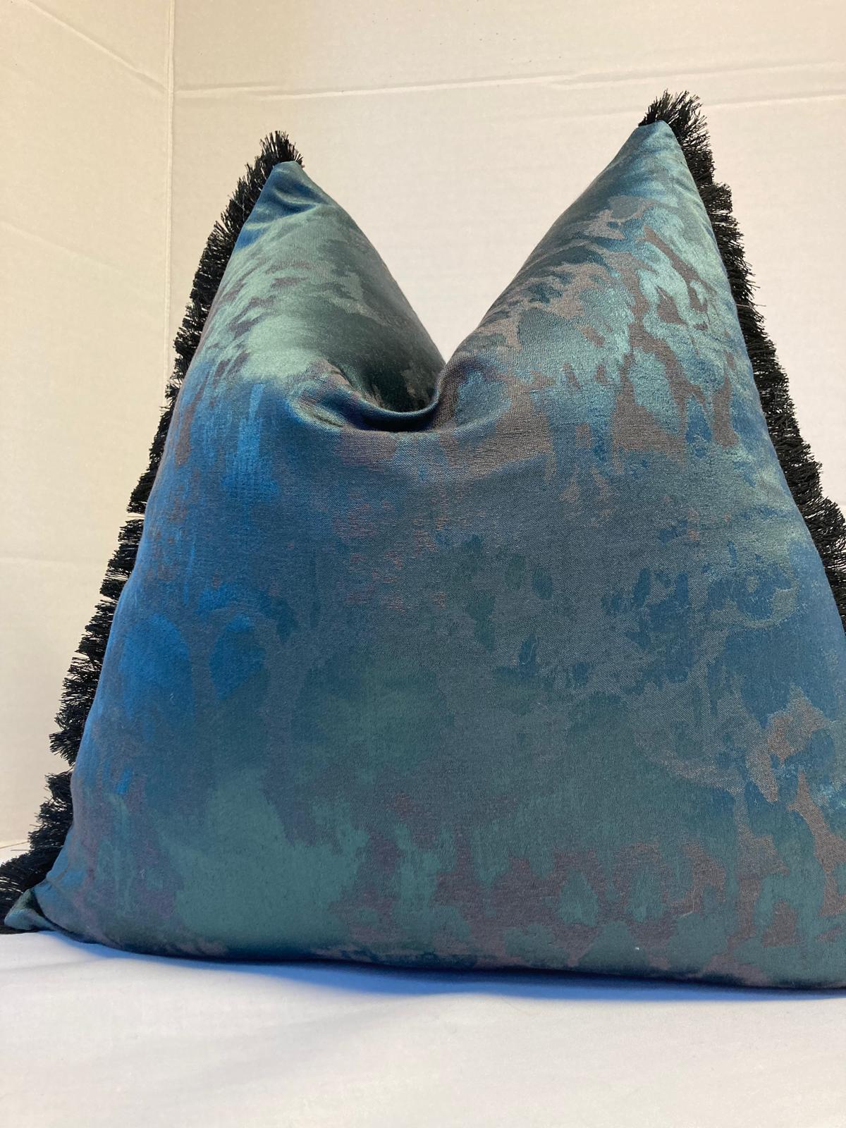 John Lewis Turquoise Marbled Effect Fringed Cushion Covers 40cm X 40cm cover only