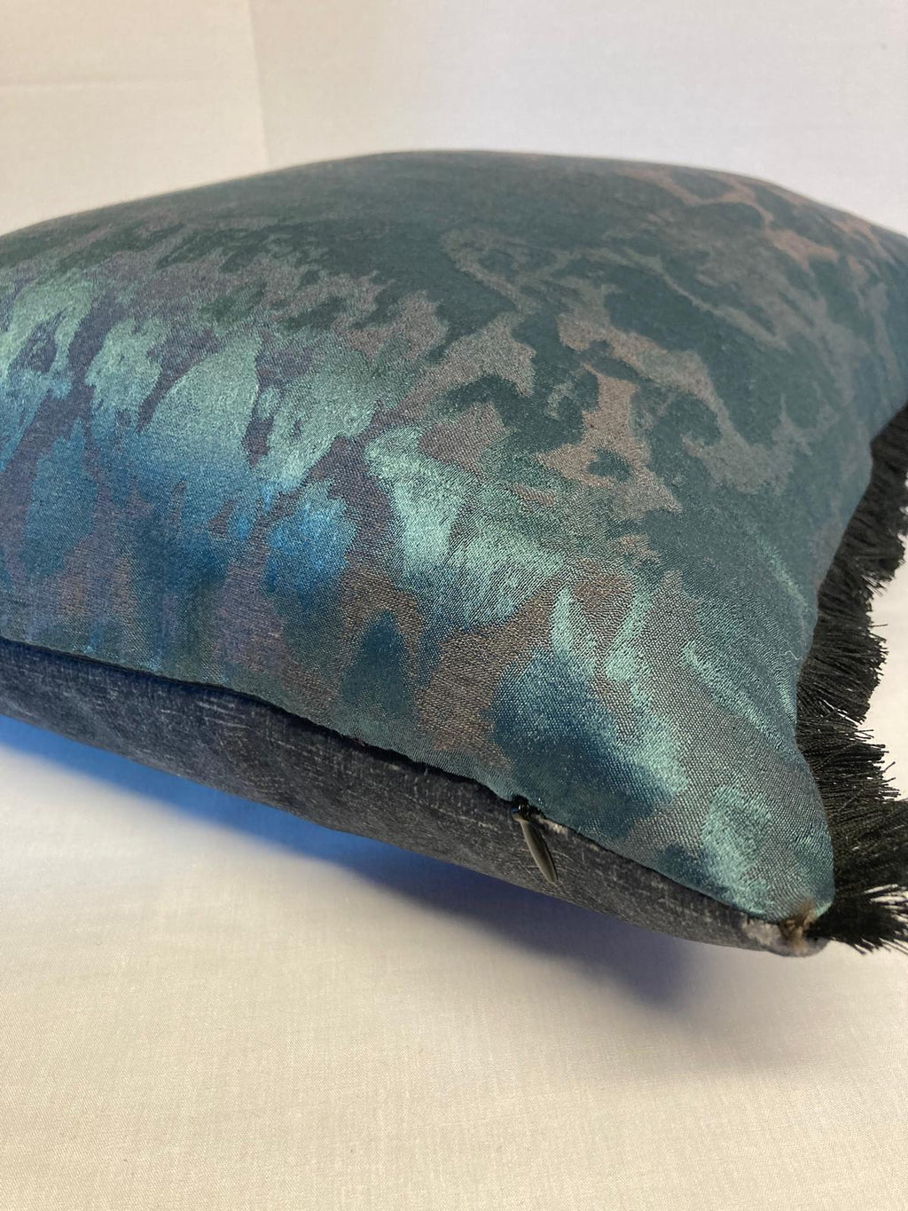 John Lewis Turquoise Marbled Effect Fringed Cushion Covers 40cm X 40cm cover only