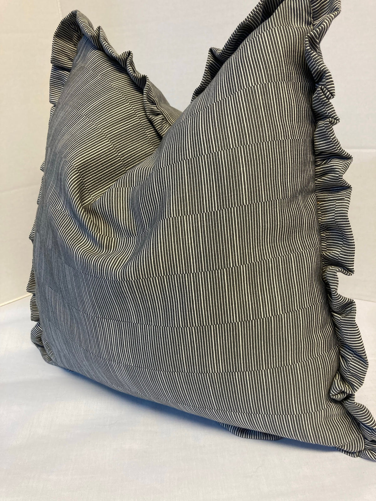 Handmade John Lewis herringbone 40cm cushion cover with frill