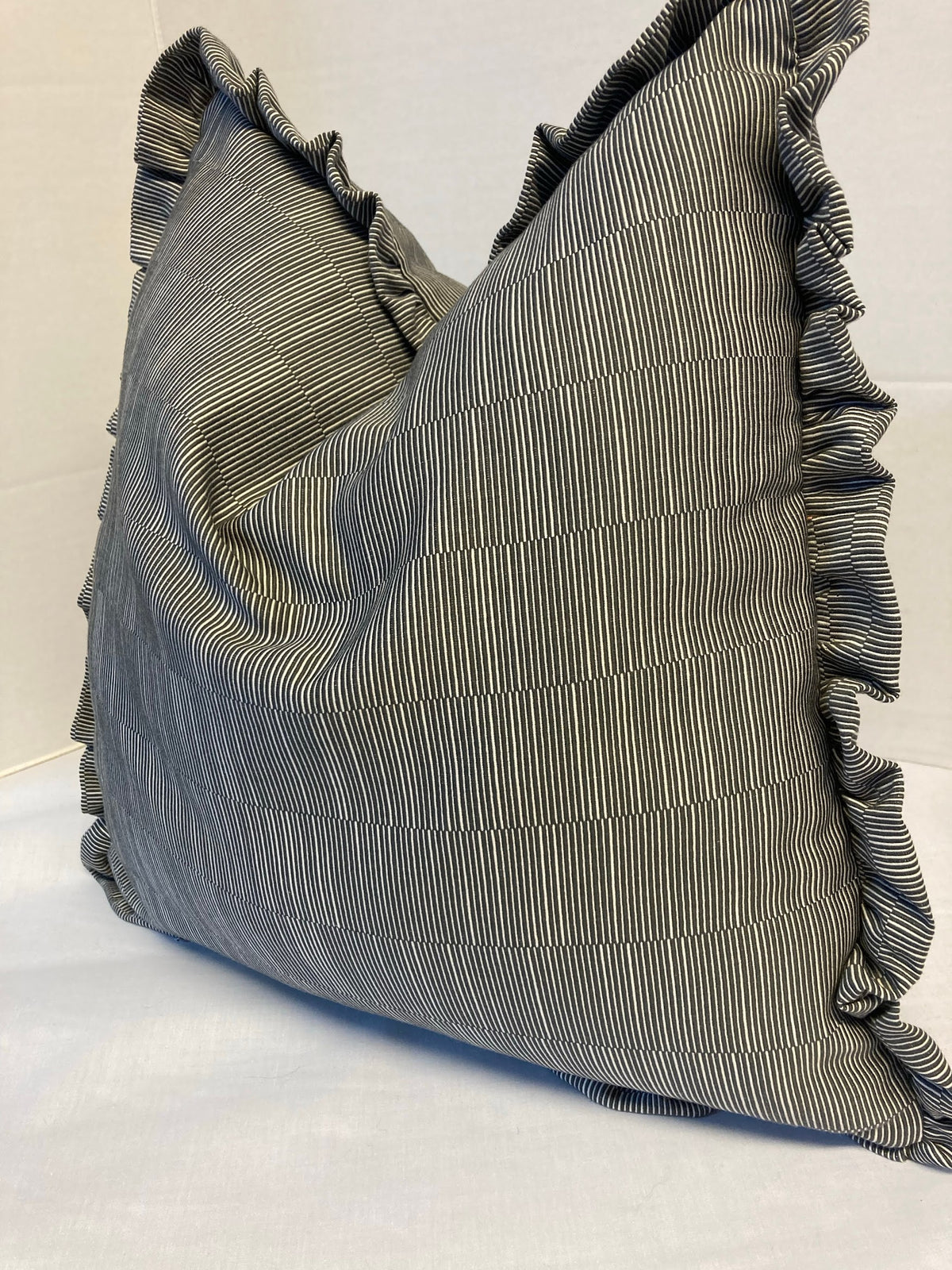 Handmade John Lewis herringbone 40cm cushion cover with frill