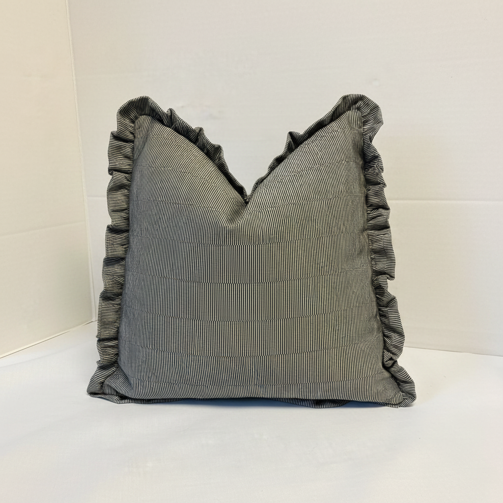 Handmade John Lewis herringbone 40cm cushion cover with frill