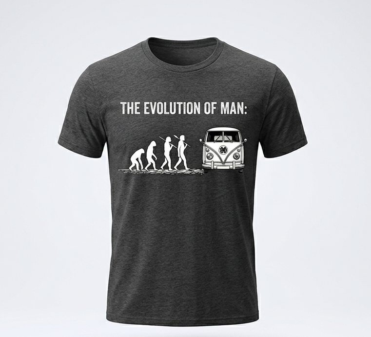 Evolution of Man to VW Campervan T-Shirt