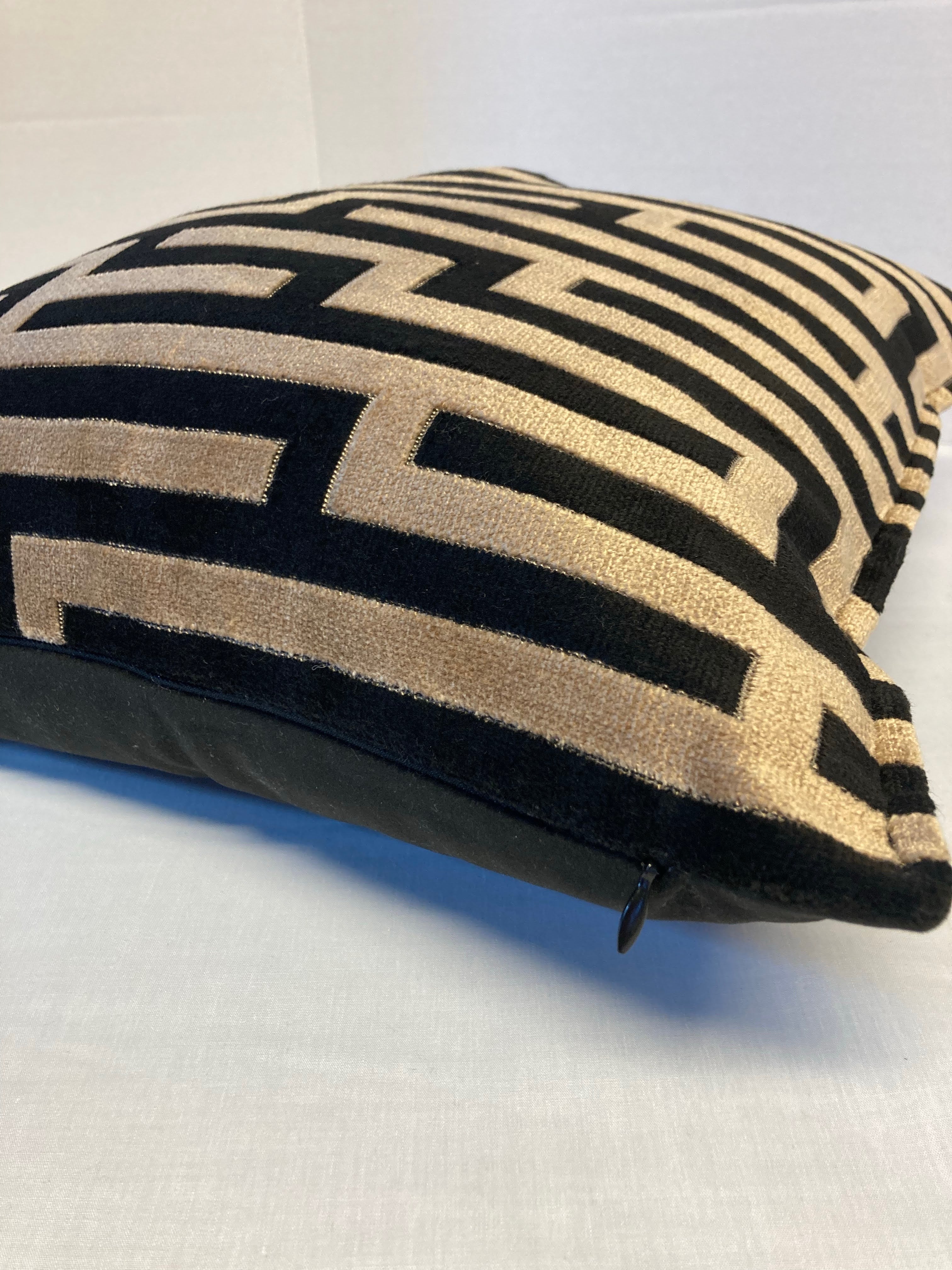 Maze-cut Velvet Black and Gold Cushion Cover