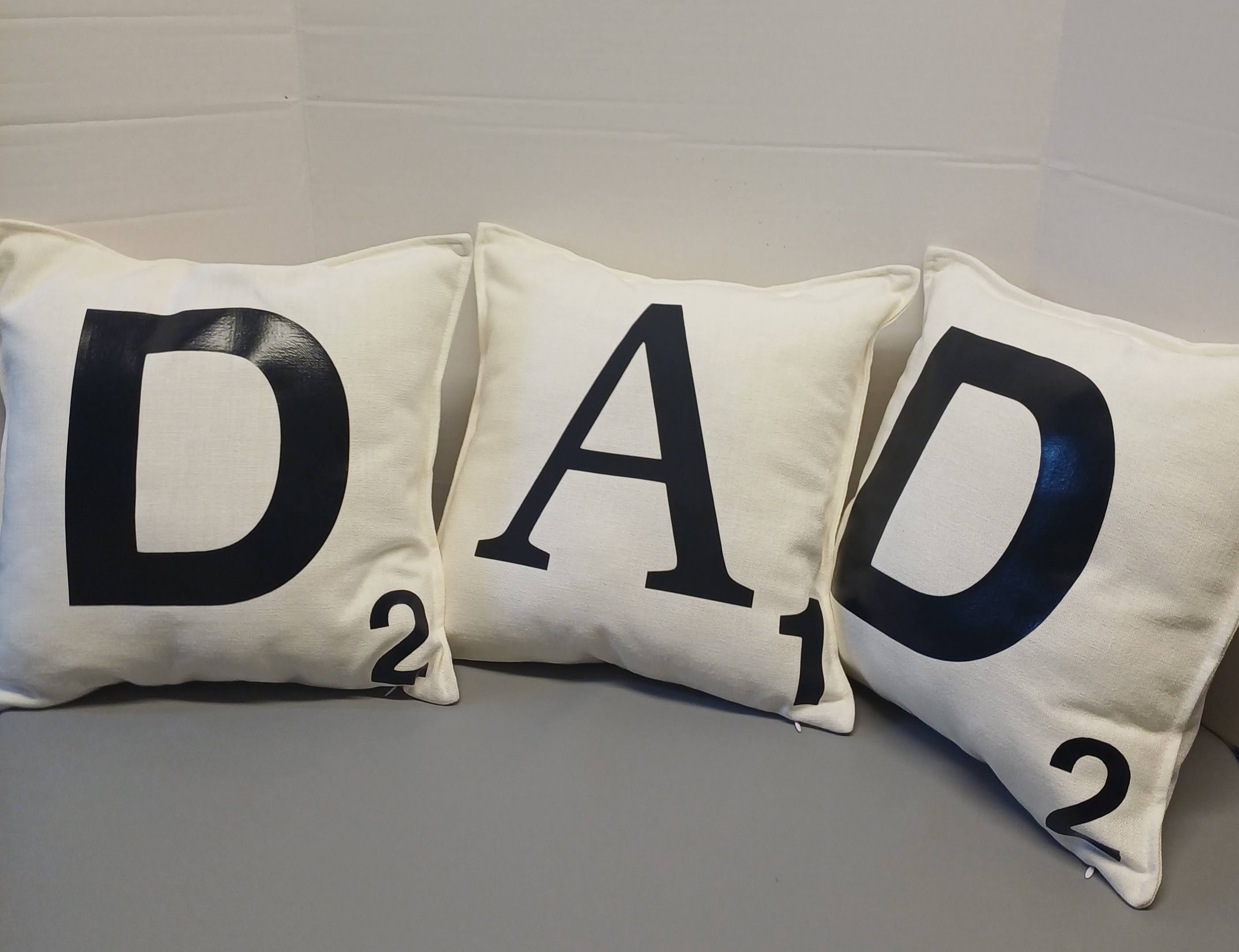 Scrabble Tile 'DAD' Cushion Cover Bundle – Set of 3 | 40x40cm