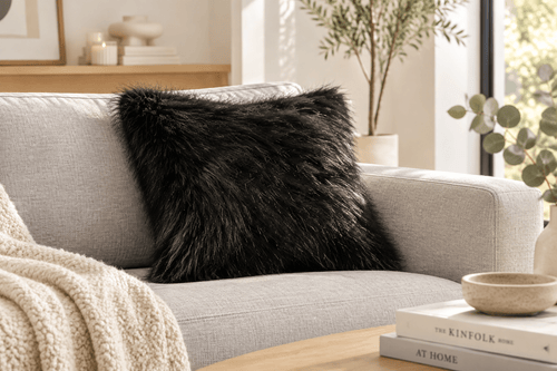 Black fur cushion - Cushions Galore