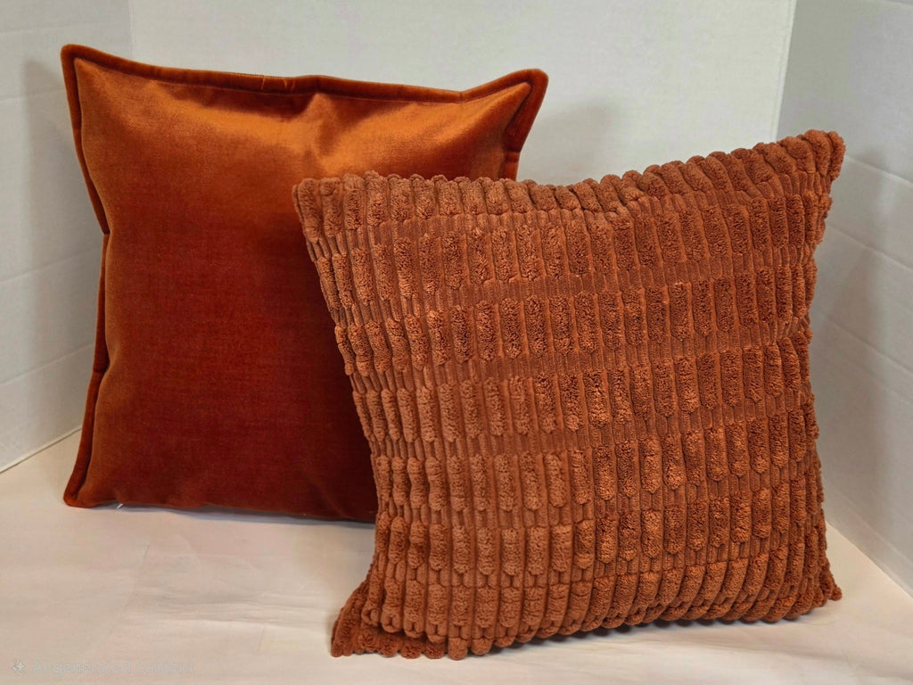 Burnt Orange Textured Chenille Ribbed Cushion Cover - Cushions Galore