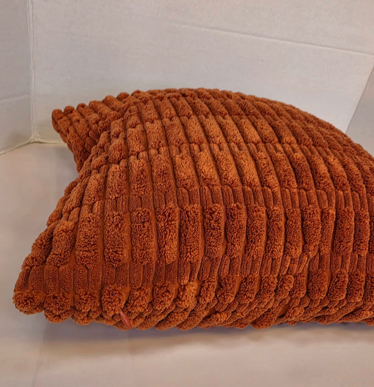 Burnt Orange Textured Chenille Ribbed Cushion Cover - Cushions Galore