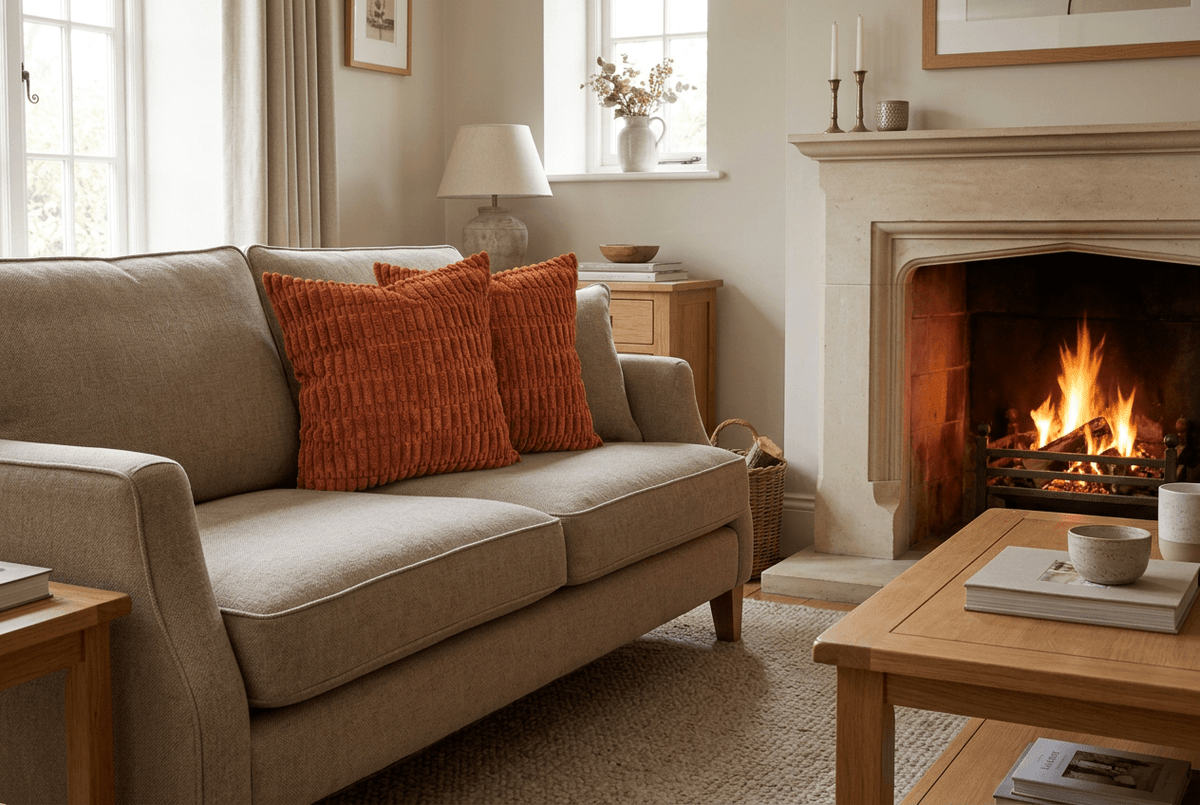 Burnt Orange Textured Chenille Ribbed Cushion Cover - Cushions Galore