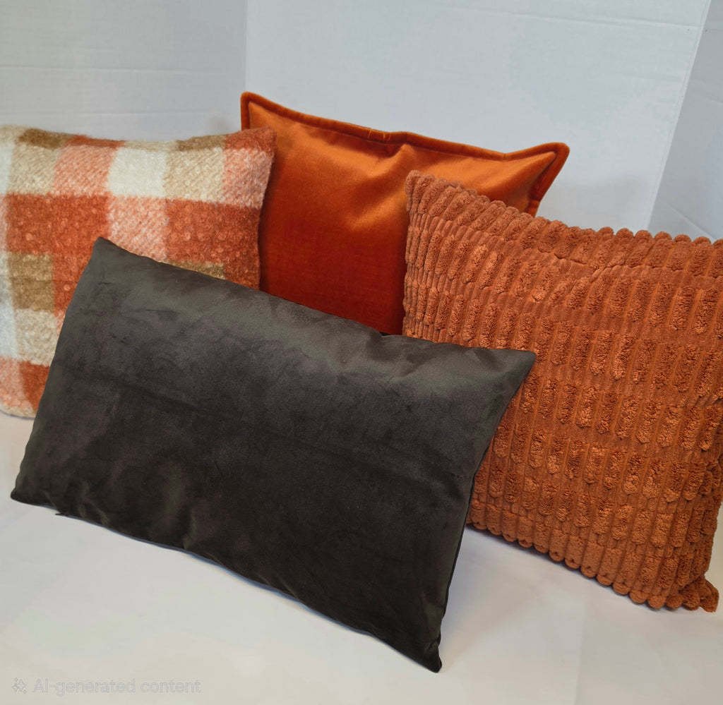 Burnt Orange Textured Chenille Ribbed Cushion Cover - Cushions Galore