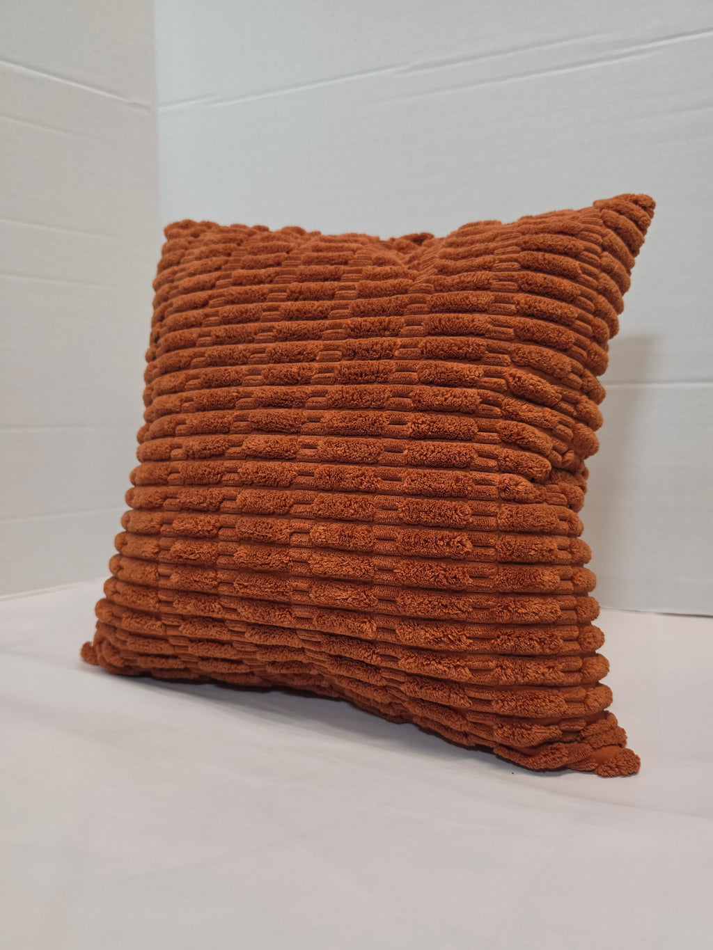 Burnt Orange Textured Chenille Ribbed Cushion Cover - Cushions Galore