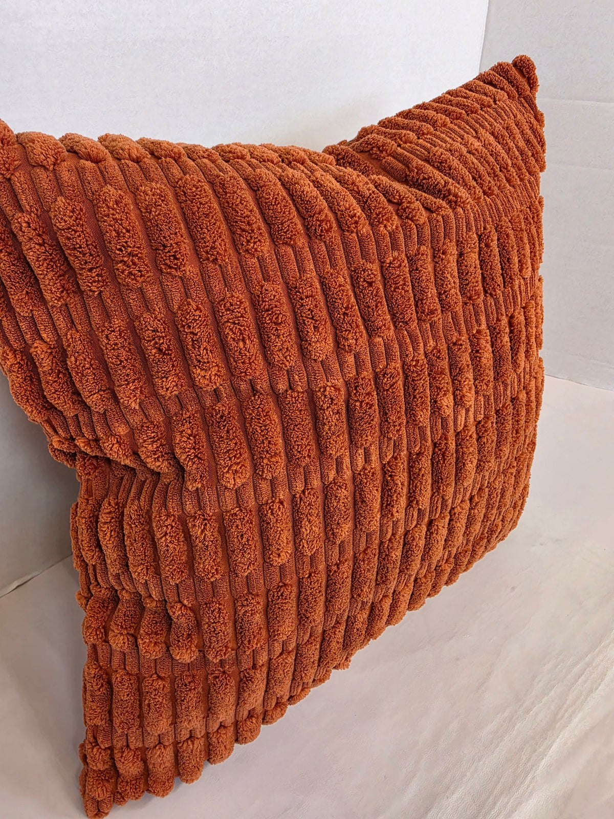 Burnt Orange Textured Chenille Ribbed Cushion Cover - Cushions Galore