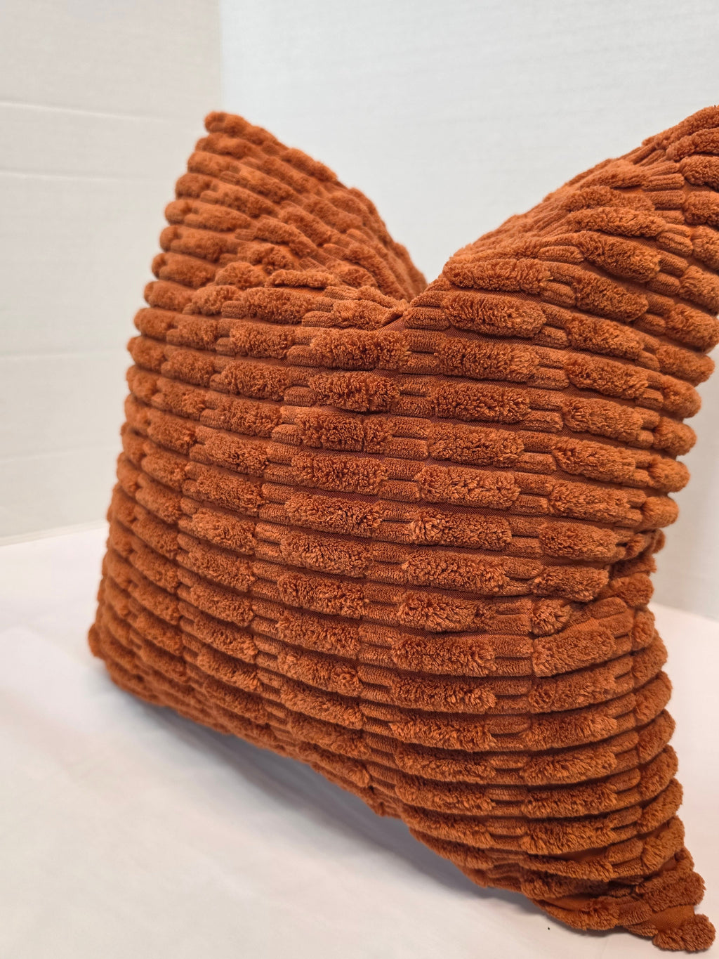Burnt Orange Textured Chenille Ribbed Cushion Cover - Cushions Galore