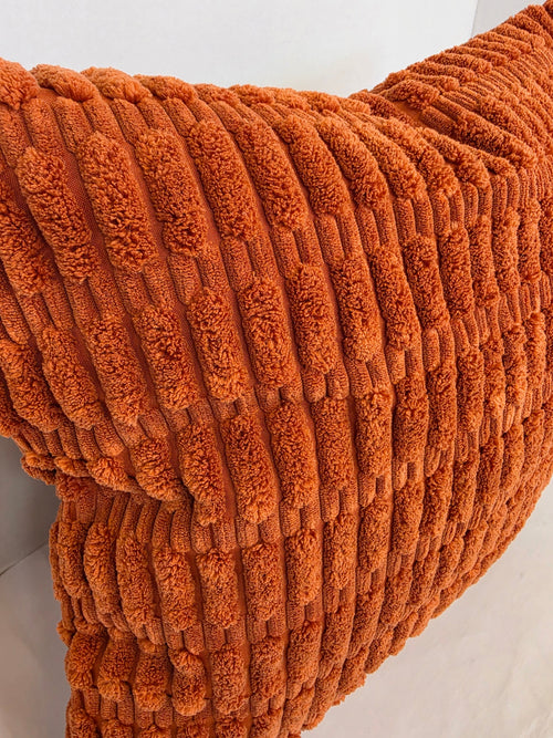 Burnt Orange Textured Chenille Ribbed Cushion Cover - Cushions Galore