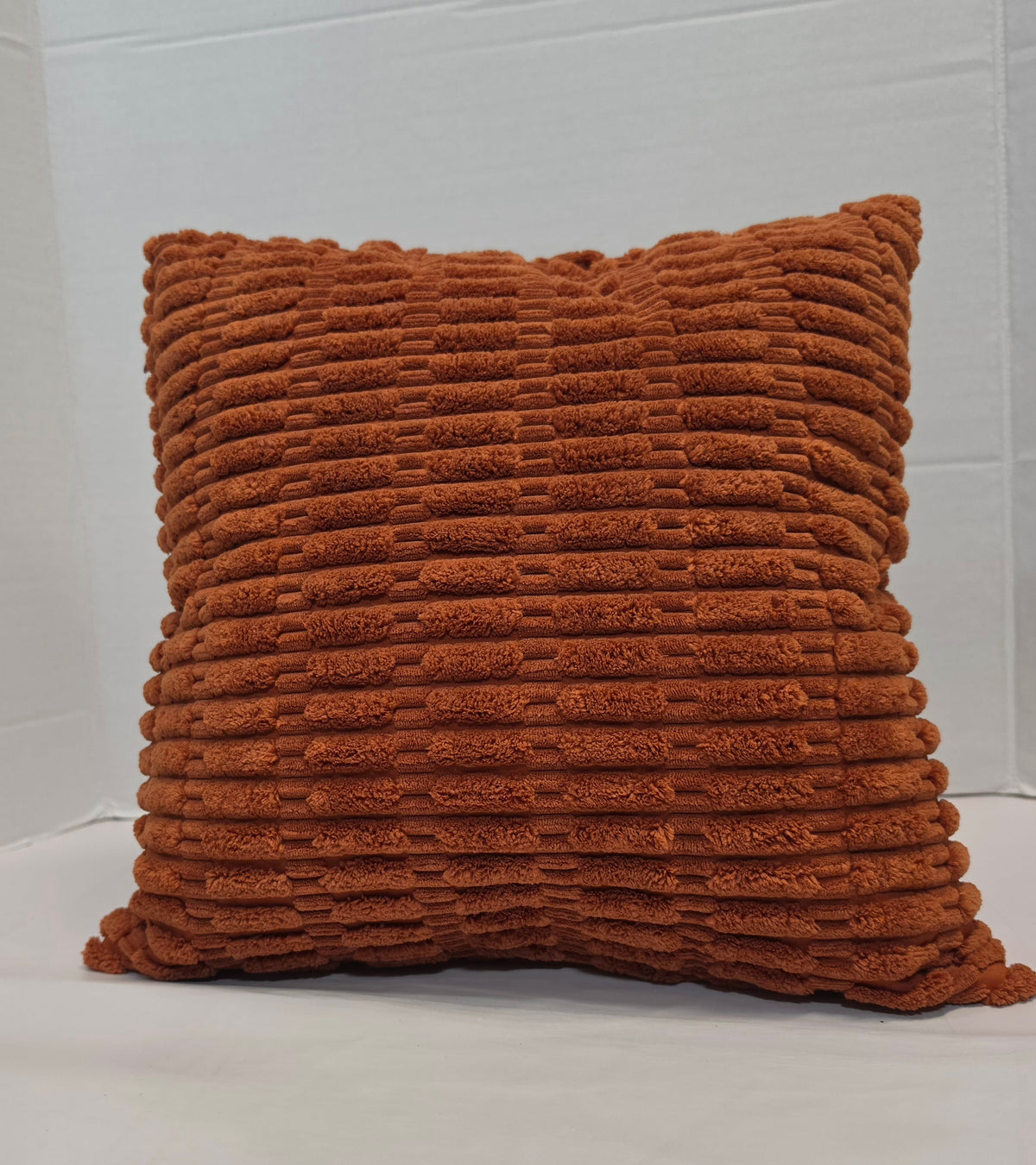 Burnt Orange Textured Chenille Ribbed Cushion Cover - Cushions Galore