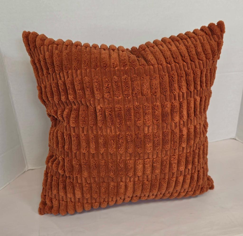 Burnt Orange Textured Chenille Ribbed Cushion Cover - Cushions Galore