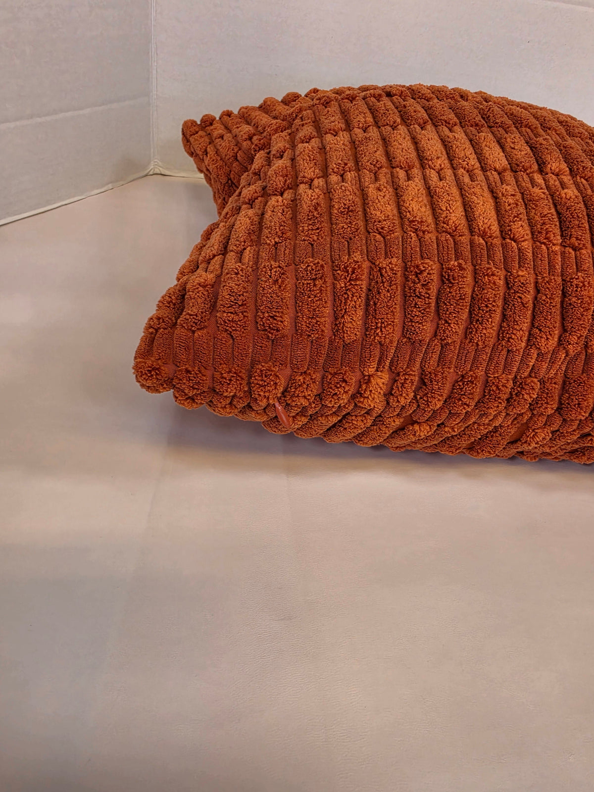 Burnt Orange Textured Chenille Ribbed Cushion Cover - Cushions Galore