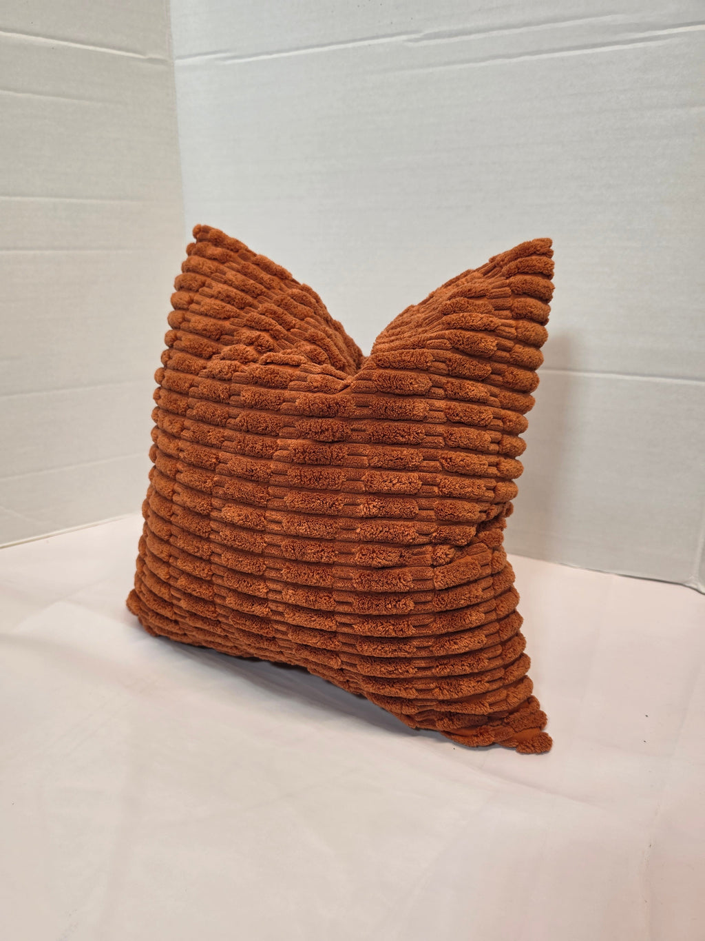 Burnt Orange Textured Chenille Ribbed Cushion Cover - Cushions Galore