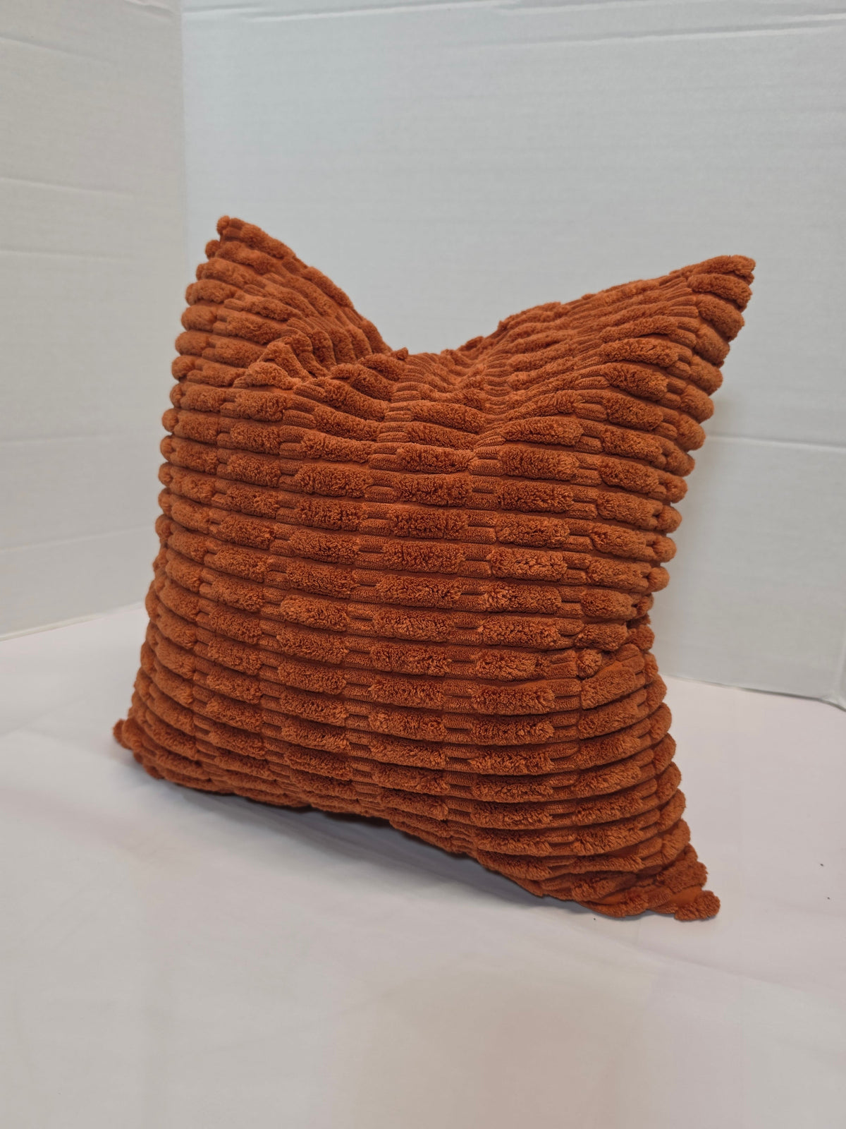 Burnt Orange Textured Chenille Ribbed Cushion Cover - Cushions Galore