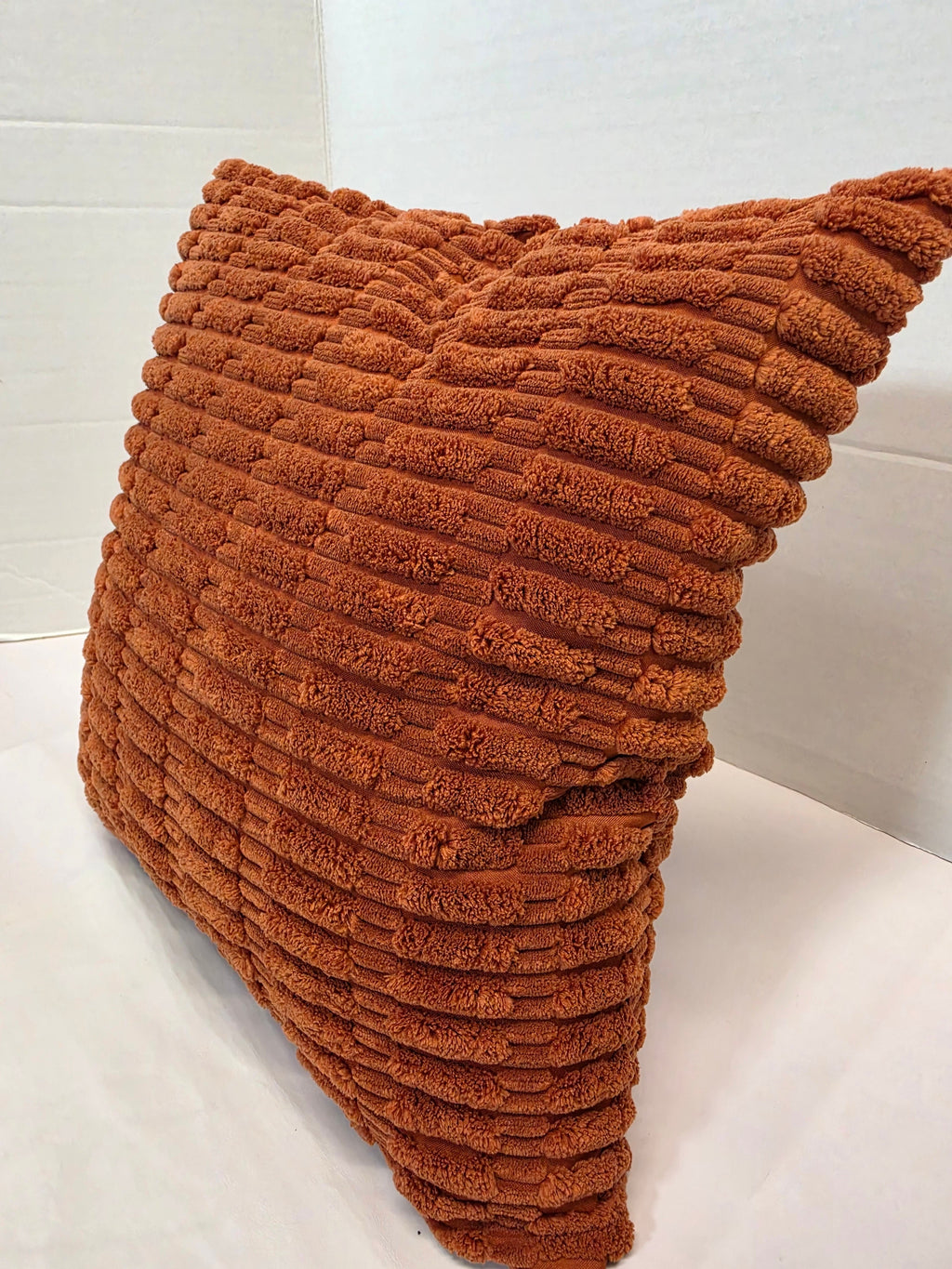 Burnt Orange Textured Chenille Ribbed Cushion Cover - Cushions Galore