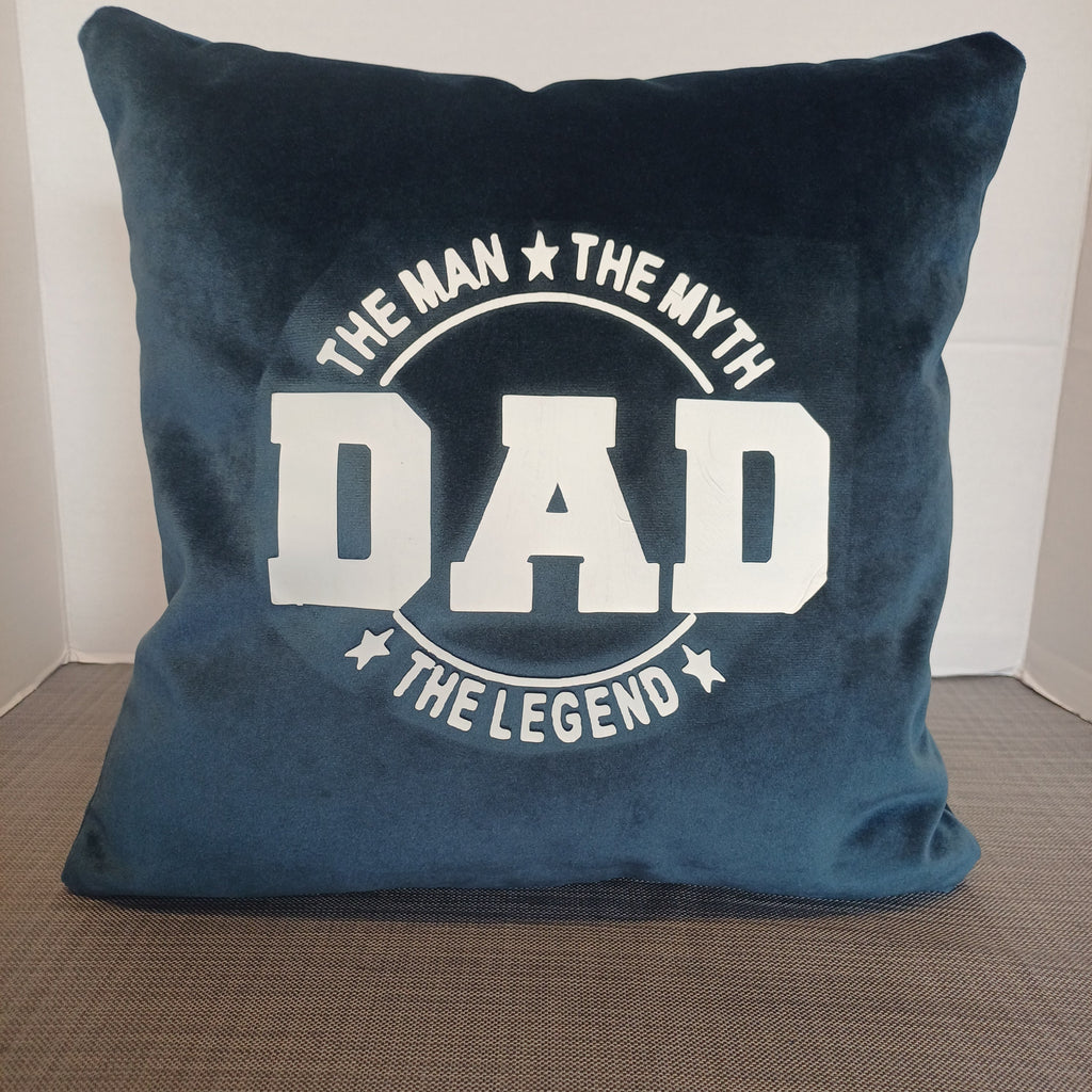 Dad's Velvet cushion cover (The man The myth The Legend) Classic... - Cushions Galore