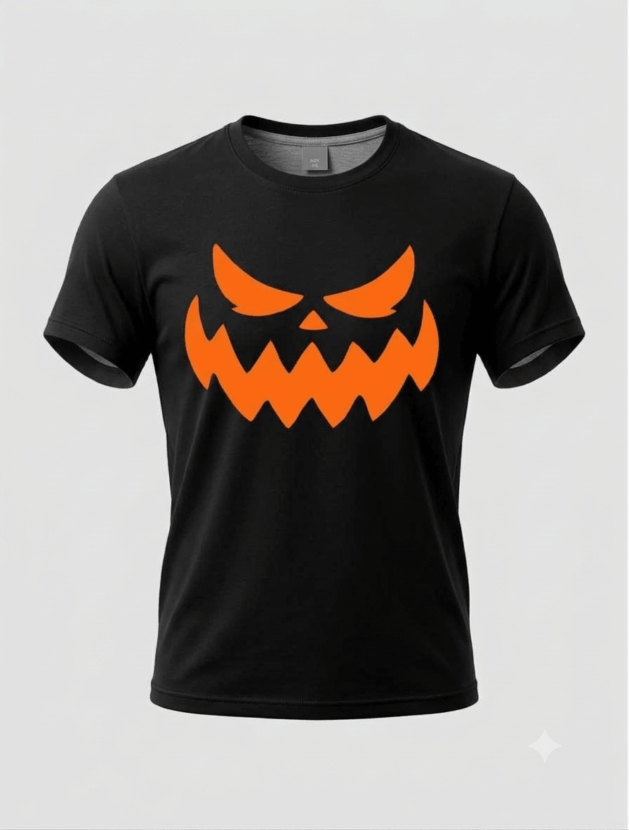 Halloween Pumpkin Face T-Shirt – Orange or Black - Cushions Galore