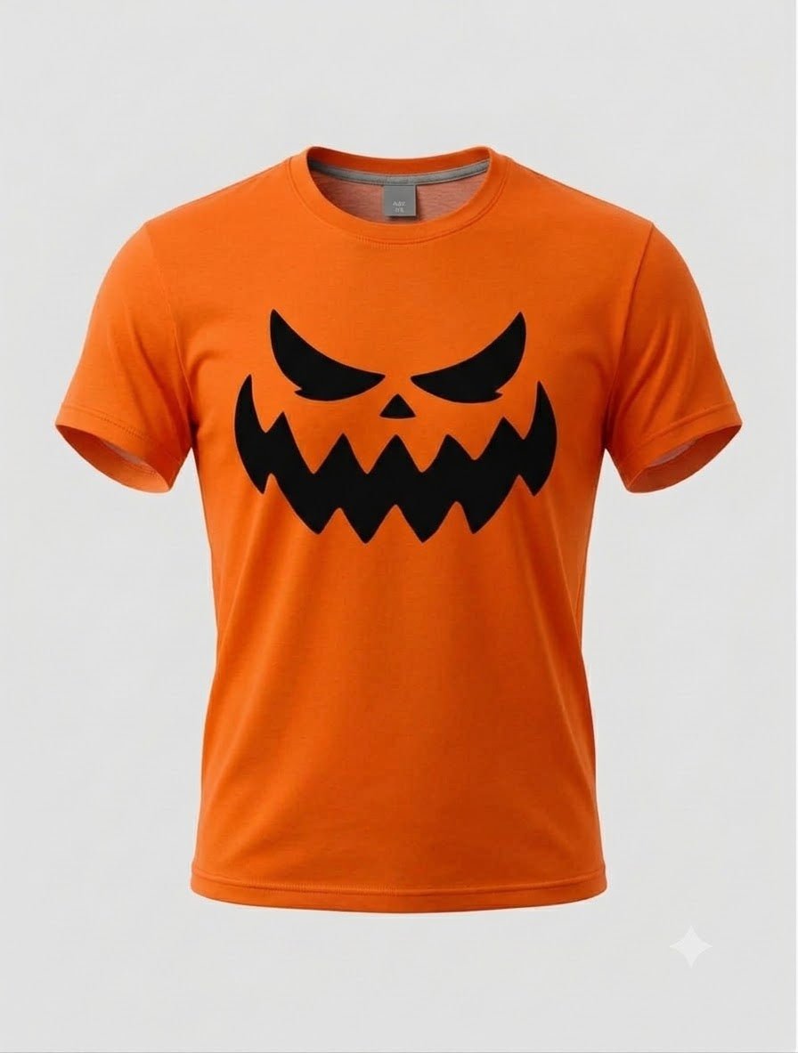Halloween Pumpkin Face T-Shirt – Orange or Black - Cushions Galore
