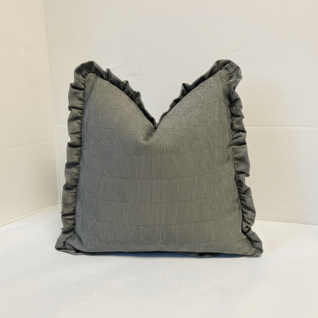 Handmade John Lewis herringbone 40cm cushion cover with frill - Cushions Galore