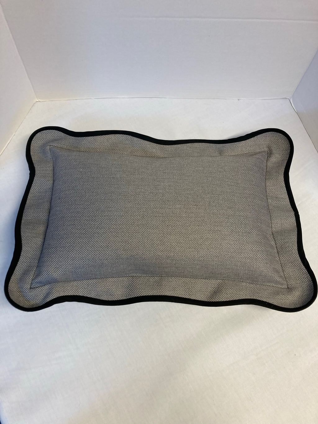 iLiv Herringbone Jacob Charcoal Scalloped Lumbar Cushion Cover 12" x 19"