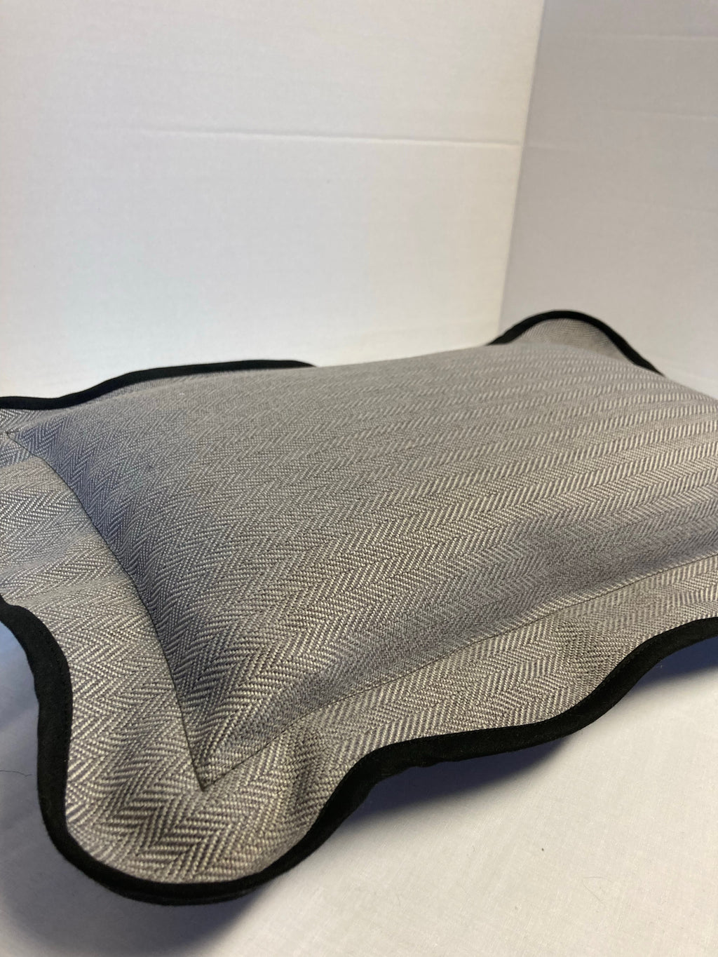 iLiv Herringbone Jacob Charcoal Scalloped Lumbar Cushion Cover 12" x 19"