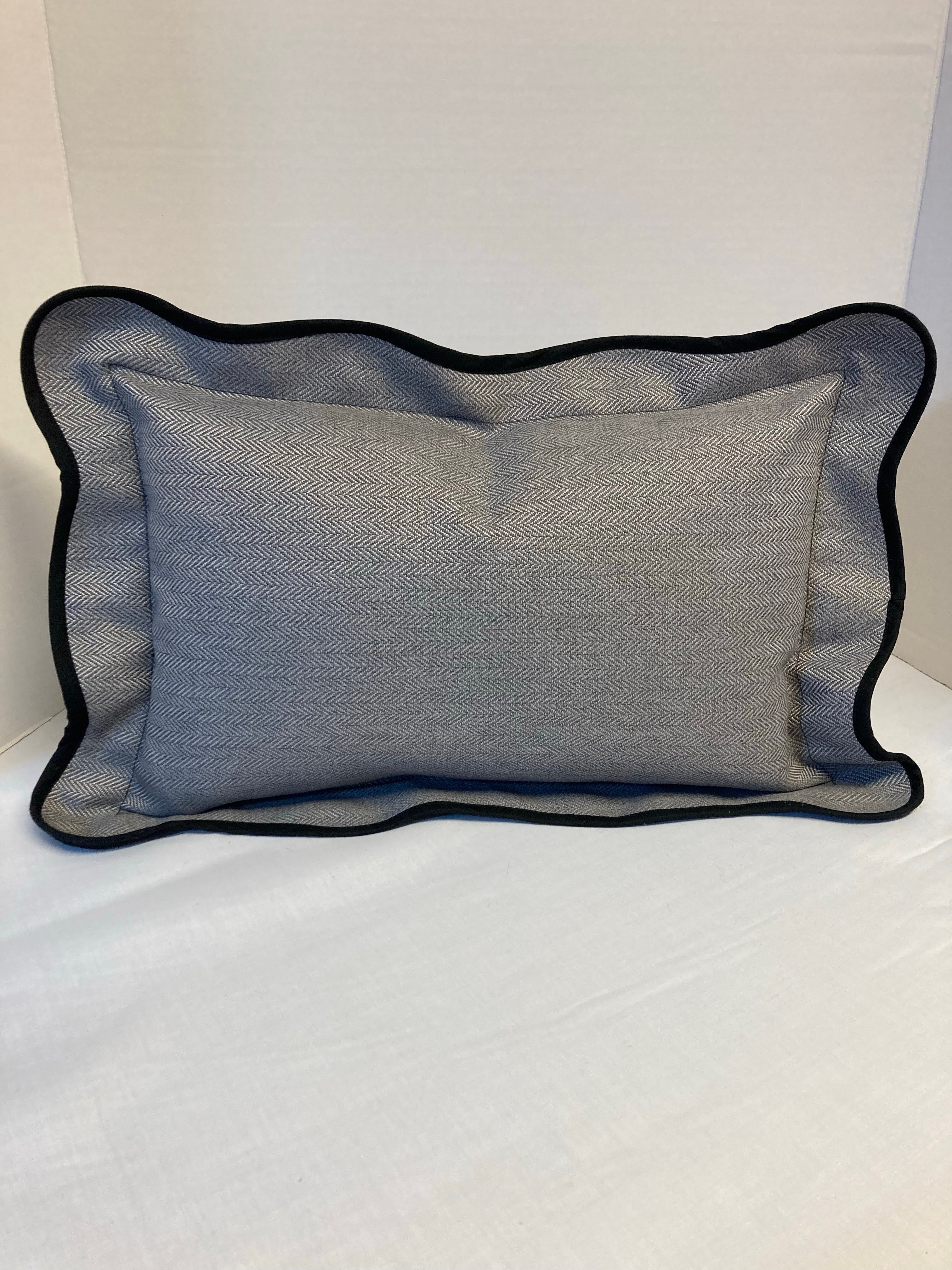 iLiv Herringbone Jacob Charcoal Scalloped Lumbar Cushion Cover 12" x 19"