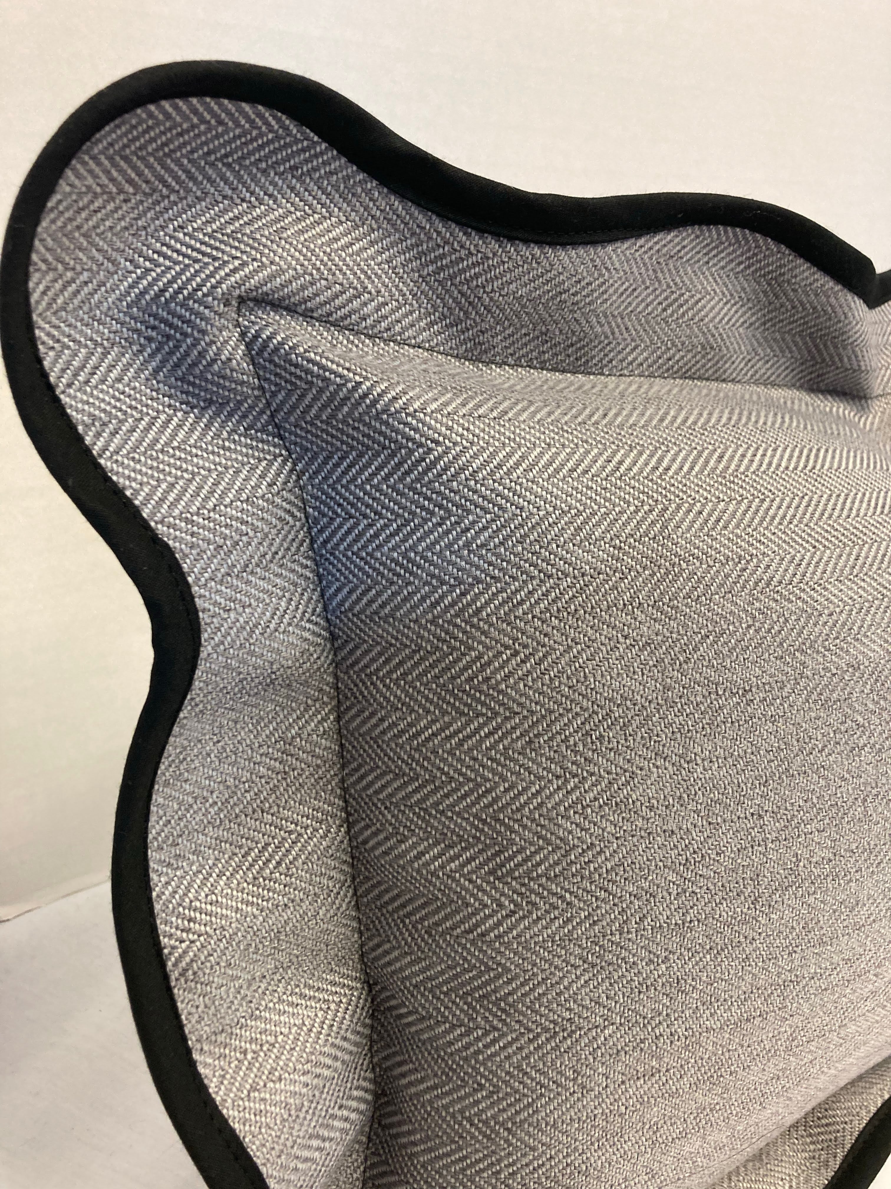 iLiv Herringbone Jacob Charcoal Scalloped Lumbar Cushion Cover 12" x 19"