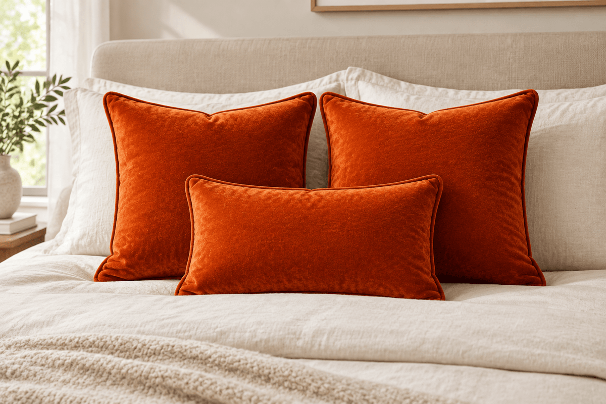 John Lewis Burnt Orange Velvet Cushion Cover - Cushions Galore