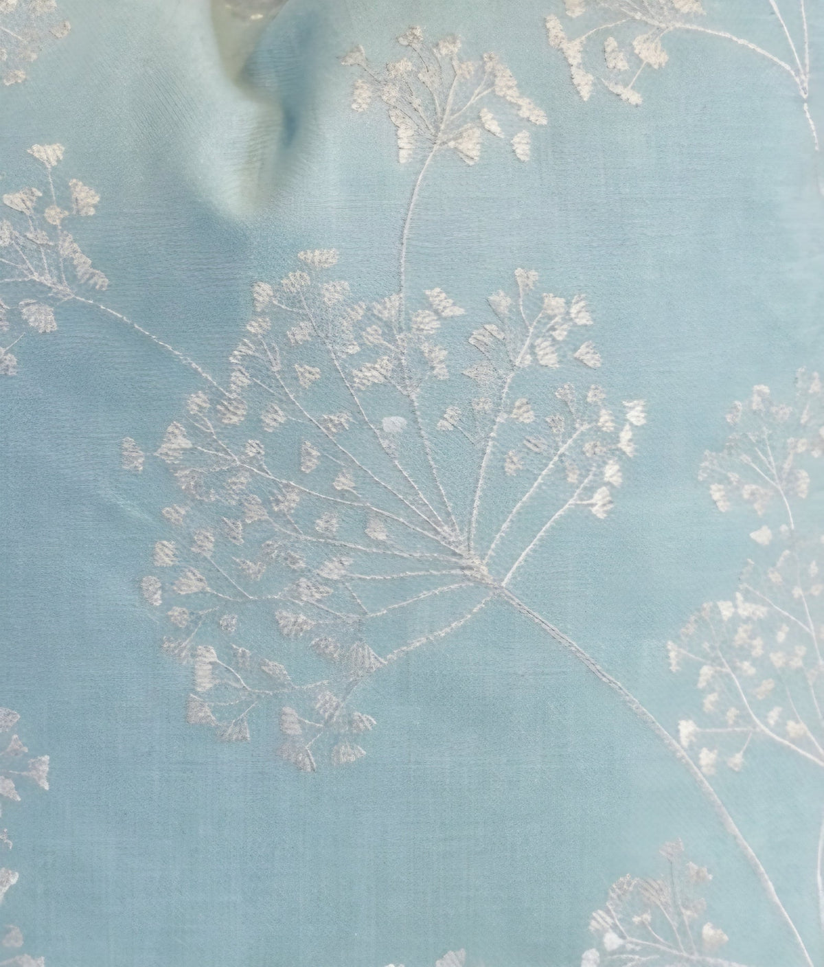 John Lewis Duck Egg Blue Embroidered Stem Cushion Cover - Cushions Galore