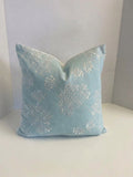 John Lewis Duck Egg Blue Embroidered Stem Cushion Cover - Cushions Galore