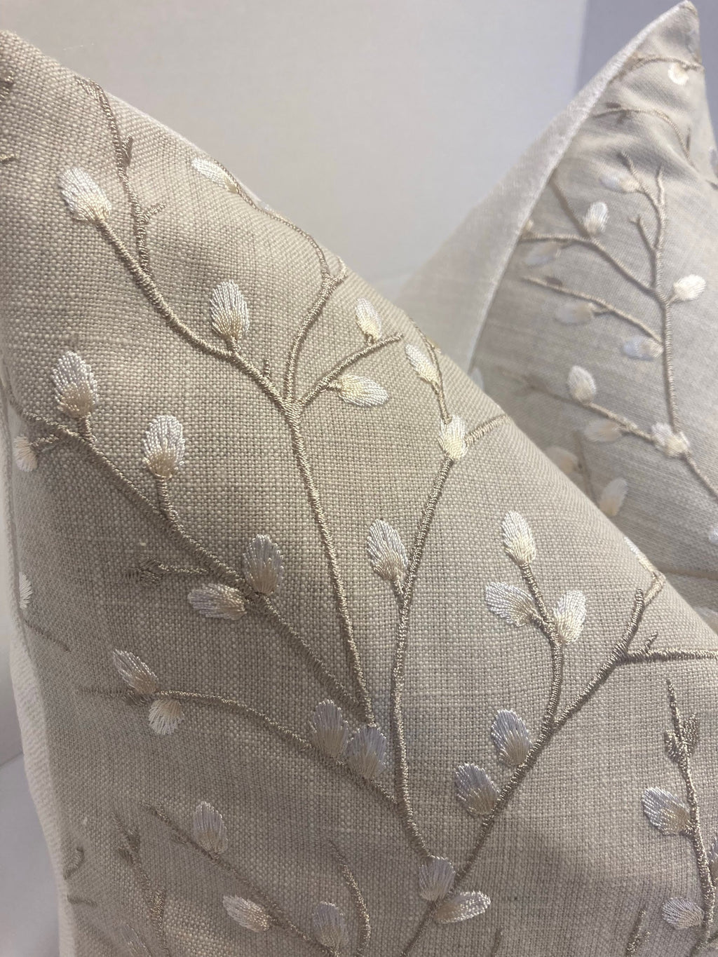 Laura Ashley Blossom Embroidered Cushion Cover 40cm Country Cottage Style - Cushions Galore