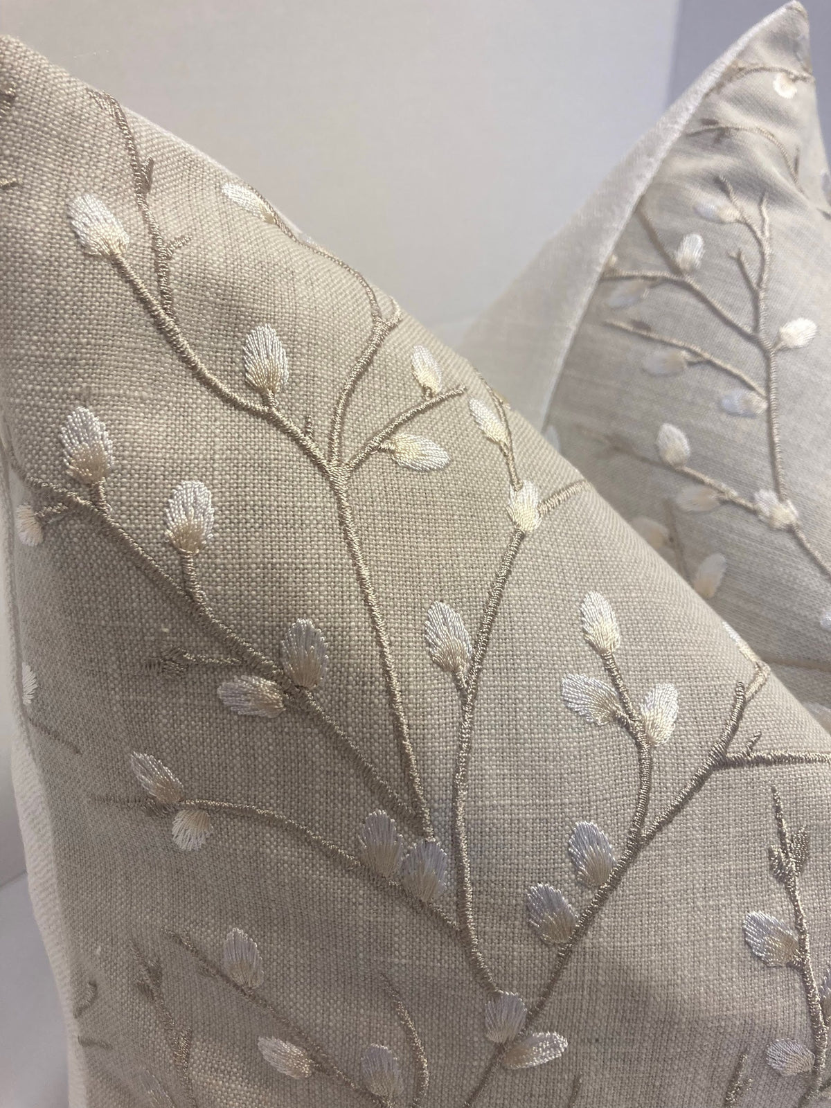 Laura Ashley Blossom Embroidered Cushion Cover 40cm Country Cottage Style - Cushions Galore