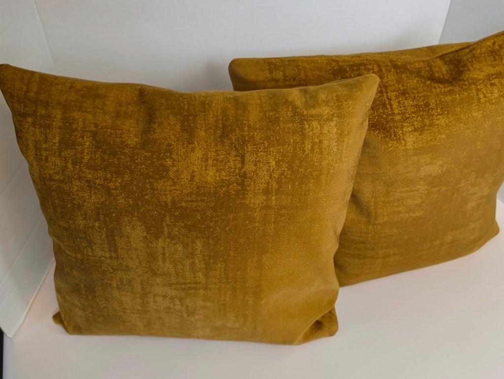 Luxury gold / Ochre Velvet Textured Cushion Cover 40cm x 40cm - Cushions Galore