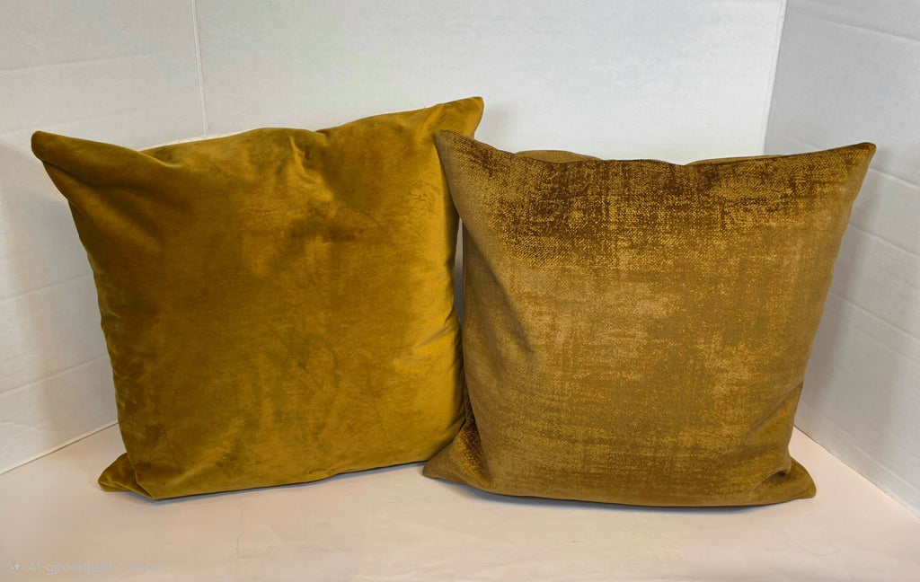 Luxury gold / Ochre Velvet Textured Cushion Cover 40cm x 40cm - Cushions Galore