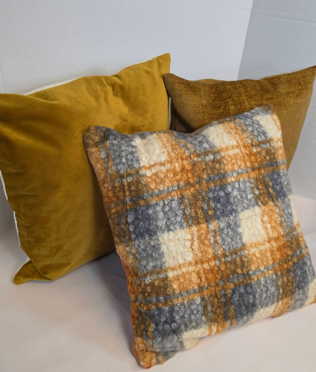 Luxury gold / Ochre Velvet Textured Cushion Cover 40cm x 40cm - Cushions Galore