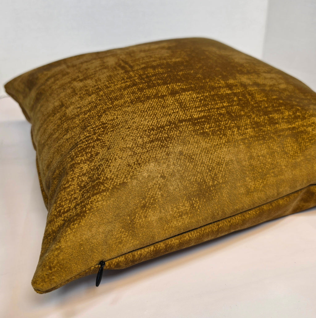 Luxury gold / Ochre Velvet Textured Cushion Cover 40cm x 40cm - Cushions Galore