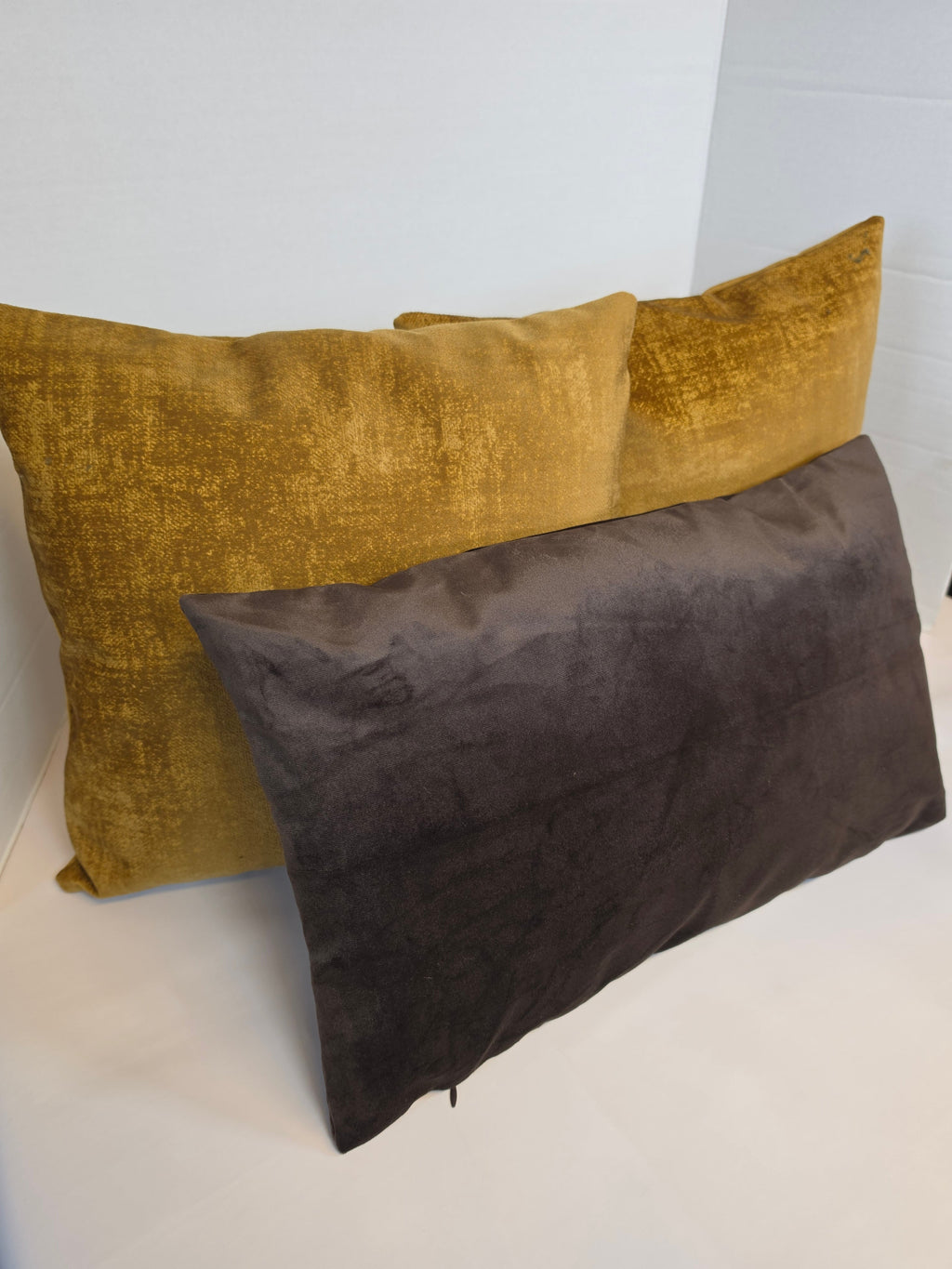 Luxury gold / Ochre Velvet Textured Cushion Cover 40cm x 40cm - Cushions Galore