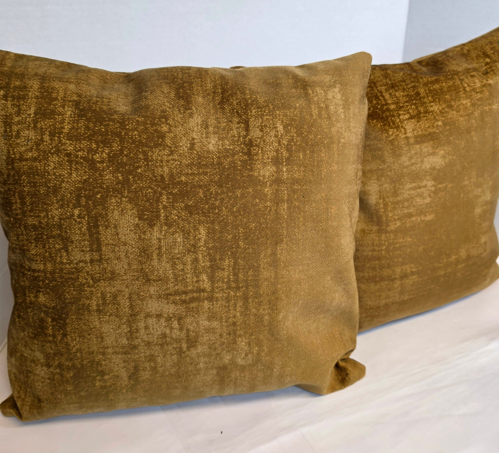 Luxury gold / Ochre Velvet Textured Cushion Cover 40cm x 40cm - Cushions Galore