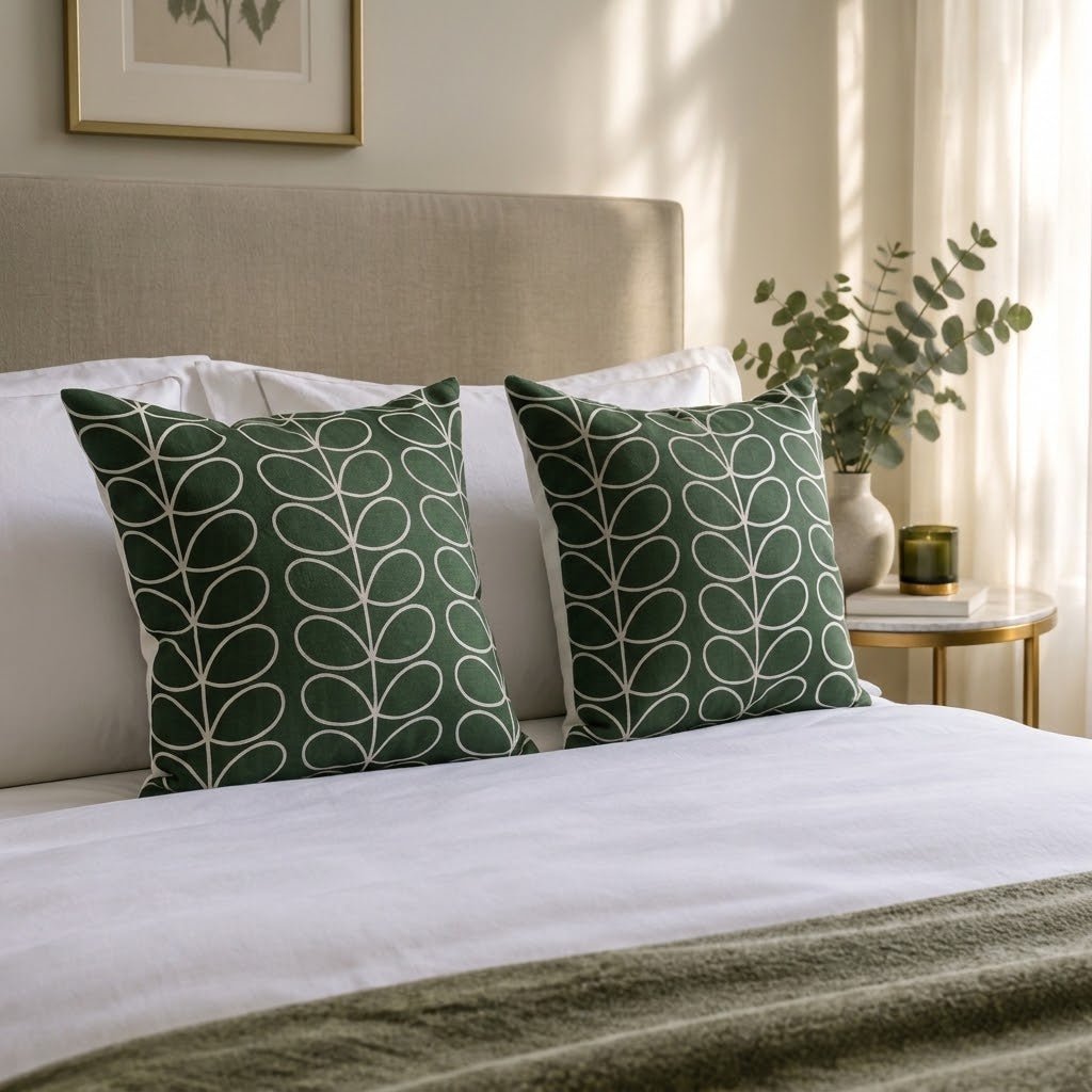 Orla Kiely Green Linier Stem 40cm x 40 cm designer cushion cover - Cushions Galore