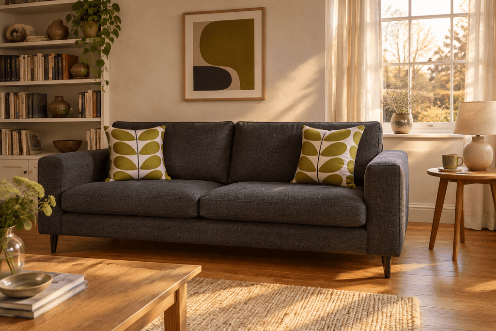 Orla Kiely Large Stem olive green/ moss cushion cover 40x40cm - Cushions Galore