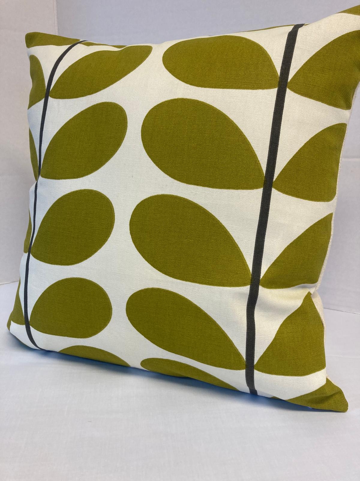 Orla Kiely Large Stem olive green/ moss cushion cover 40x40cm - Cushions Galore