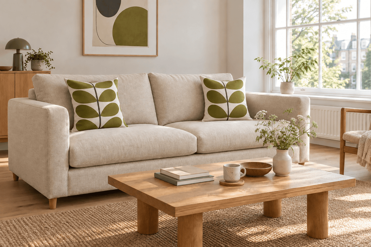 Orla Kiely Large Stem olive green/ moss cushion cover 40x40cm - Cushions Galore