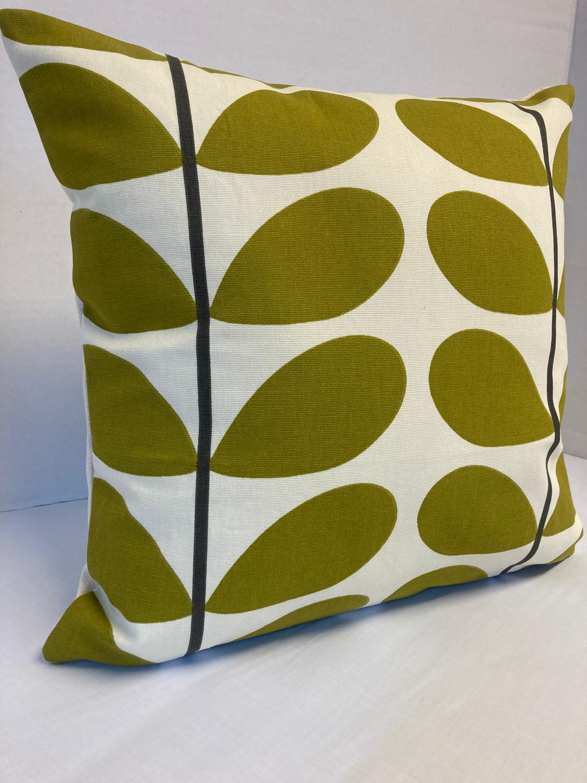 Orla Kiely Large Stem olive green/ moss cushion cover 40x40cm - Cushions Galore